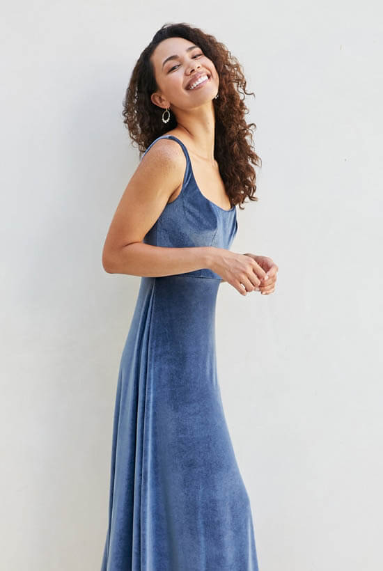 Model wearing a bridesmaids dress