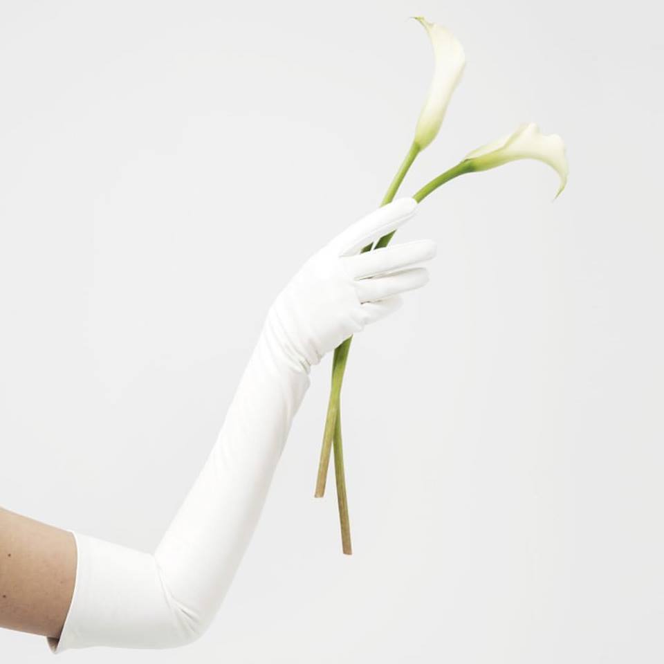 Picture of the hand holding calla flower