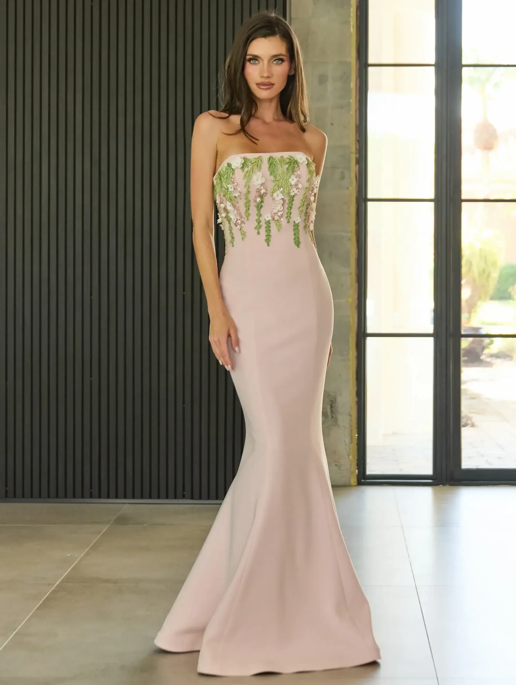 Model wearing Kelly Chase dress