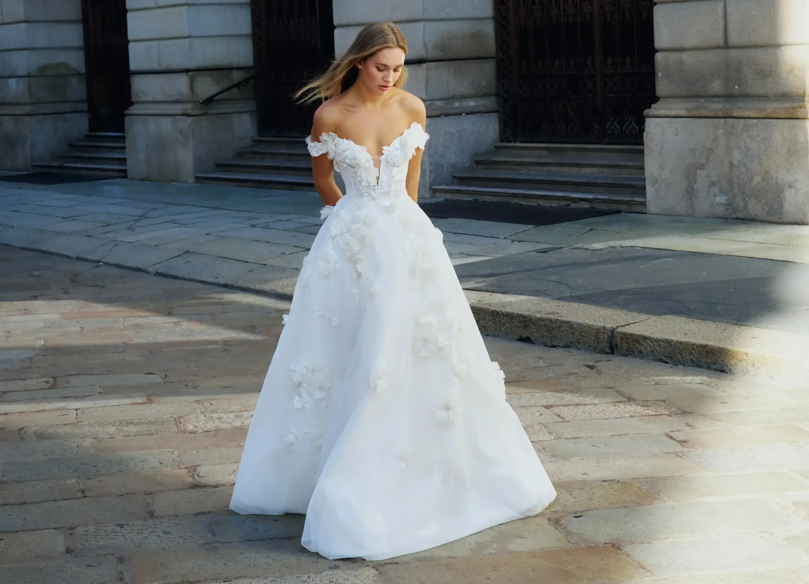 model wearing Monique Lhuillier Bliss BL25206 gown